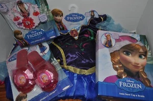 Disney Frozen Anna Dress Size 4-6X & Accessories Lot - Picture 1 of 18