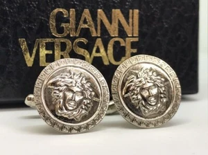 Authentic Gianni Versace Vintage Medusa Cufflinks Oval Metal - Picture 1 of 8