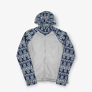 Vintage CABELA'S Snowflake Hooded Zip Fleece Jacket Grey (M) - Picture 1 of 3