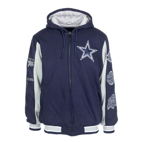 Dallas Cowboys Commemorative Super Bowl Hoodie Jacket Full Zip - Adult Medium Cover