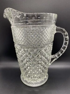 Vintage Anchor Hocking Wexford Heavy Glass Pitcher Clear Pressed Crystal 9" - Picture 1 of 8