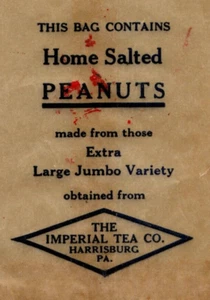 Vintage Bag Salted Peanuts - The Imperial Tea Co Harrisburg, PA - Picture 1 of 3