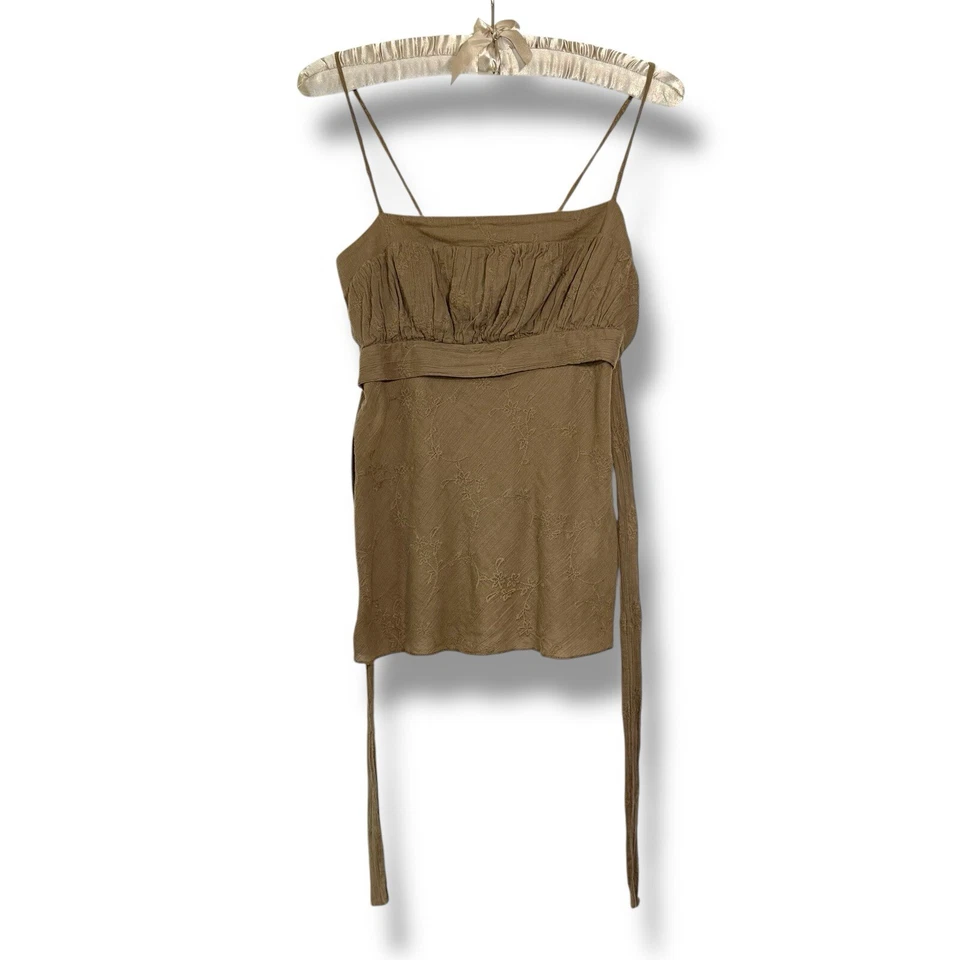 Regata Y2K Charlotte Russe S Babydoll gravata bordada camponesa fada cami vintage - Imagem 1 de 4