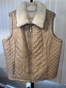 D & Co Denim + Company Vest Women's Large Beige Quilted - Picture 1 of 4