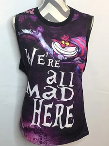 disney tshirt We’re all a Little mad here women Medium Black Sleeveless Alice - Picture 1 of 5