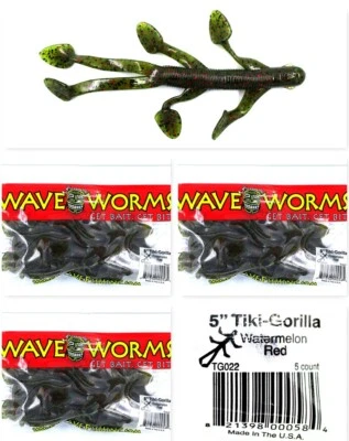 (3) Paquetes sin abrir Plásticos Ondulados 5" Tiki-Gorila Sandía Rojo Nuevo Foto 1 de 4