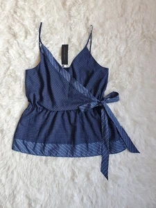 Banana Republic Framed Sleeveless Wrap Top Navy Geometric Dot Print Small RT$80 - Picture 1 of 10