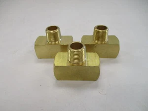 BRASS TEE FITTING W/ (1) MALE 3/4" OD & (2) FEMALE THREADS 3/4" ID (SET OF 3) - Picture 1 of 7