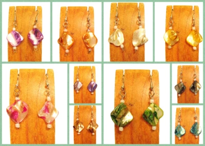 10 peças de brincos feitos à mão com concha de madrepérola pacote de festa 10 cores LOTE ATACADO - Imagem 1 de 4