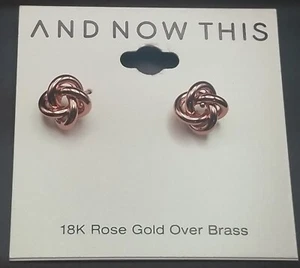 And Now This Love Knot Pendientes de Tachuelas en Oro Rosa 18k sobre Latón - Nuevos - JLY47 - Imagen 1 de 7