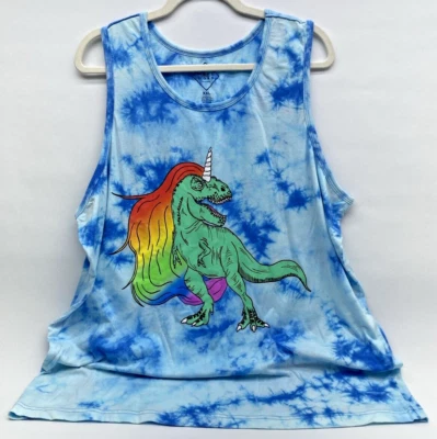 Camiseta sin mangas azul arco iris unicornio Rex XXL marca LA BIEN USADA USADA EN EXCELENTE ESTADO Foto 1 de 4