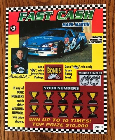 Mark Martin   NASCAR  Wisconsin  Lottery Ticket Cover