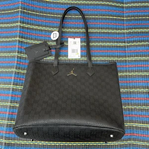 Nike Air Jordan Tote Bag Womens Monogram Black Purse MM0990-023 17L - Picture 1 of 10