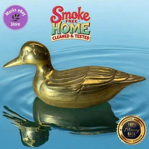 Vintage Mid Century Brass Duck Figure 10" long 4.5" tall 1.8lbs Handcrafted - Picture 1 of 6