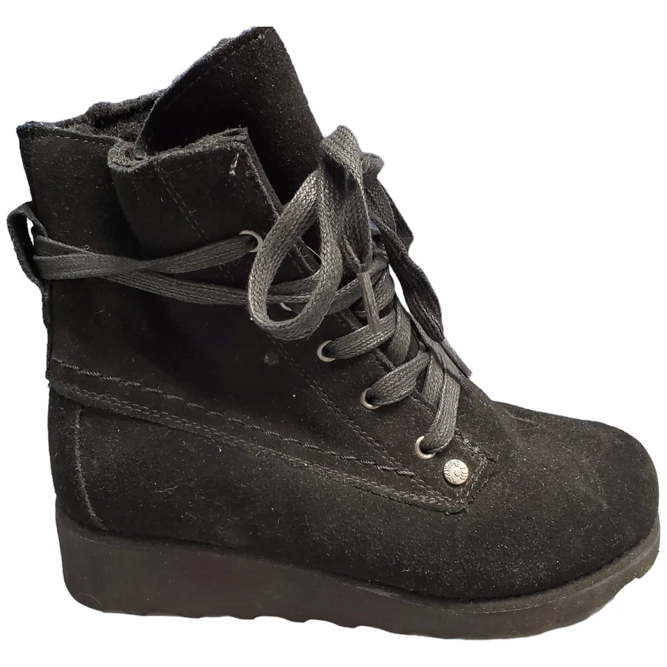 Bearpaw Krista Botas de Invierno al Tobillo para Mujer Talla 6 Negro Gamuza Cuero Con Cordones 2025W Foto 1 de 4