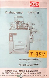 Traub A15-A25, Drehautomat Ersatzteilverzeichnis, Teile Stucklisten Manual 1976 - Picture 1 of 3