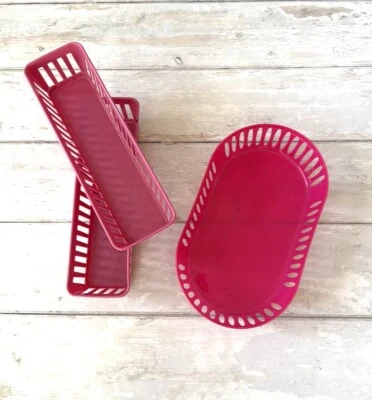 Storage Basket Drawer Organizers Set of 3 Pink Colors Home Storage Decor  - Image 1 of 3