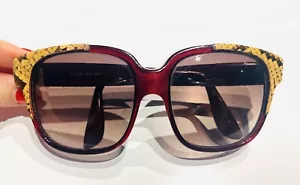Vintage Emmanuelle Khanh Paris Red Resin Yellow Snakeskin Women’s Sunglasses - Picture 1 of 6