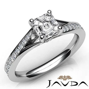 Juego de anillo de compromiso de diamantes Asscher con pavimento de vástago dividido GIA H color SI1 1.08 Ctw - Imagen 1 de 7