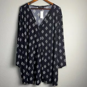 NWT Lane Bryant Dress V-Neck Long Sleeve Diamond Print Plus Size Career 38/40 - Picture 1 of 9