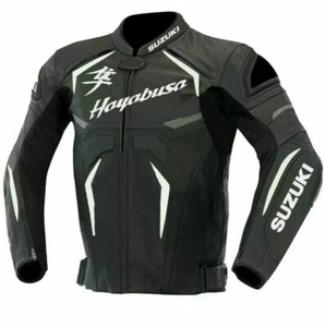 Suzuki Hayabusa Veste en Cuir de Moto Courses MOTOGP Vestes de Motard en Cuir - Picture 1 of 4