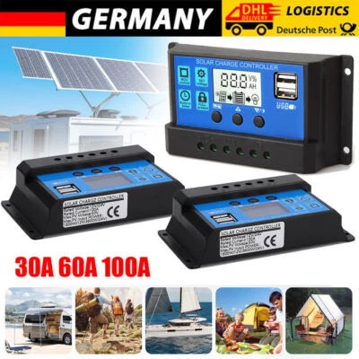 Solar Laderegler 30A - 100A PWM Solar Panel Controller Regulator 12V/24V Mit USB - Bild 1 von 4