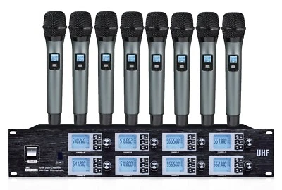 8 Channels Wireless Microphone UHF FM Karaoke Outdoor Stage Performance Singing - Image 1 of 2