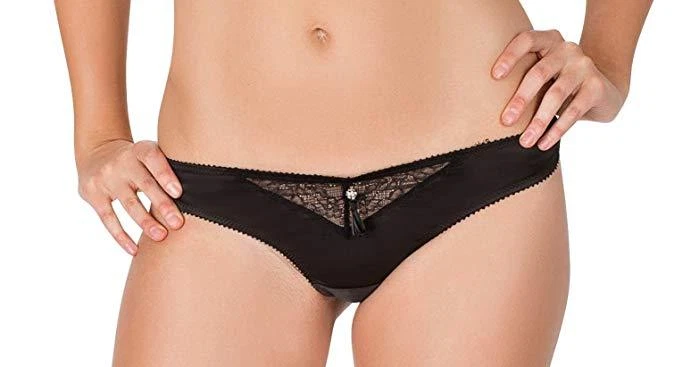 Calcinha Tanga Affinitas Tamara Feminina Sexy Cetim Cintura Baixa, Preta, Pequena, Conjunto de 3 - Imagem 1 de 1