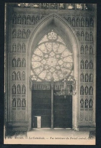 Reims Cathedral Interior Portal Rose Window Statues PC France Vintage LL Unposte - Picture 1 of 2
