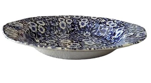 Crownford China Company England Vintage Blue Calico 7.5" Serving Bowl Mint Rare - Picture 1 of 4