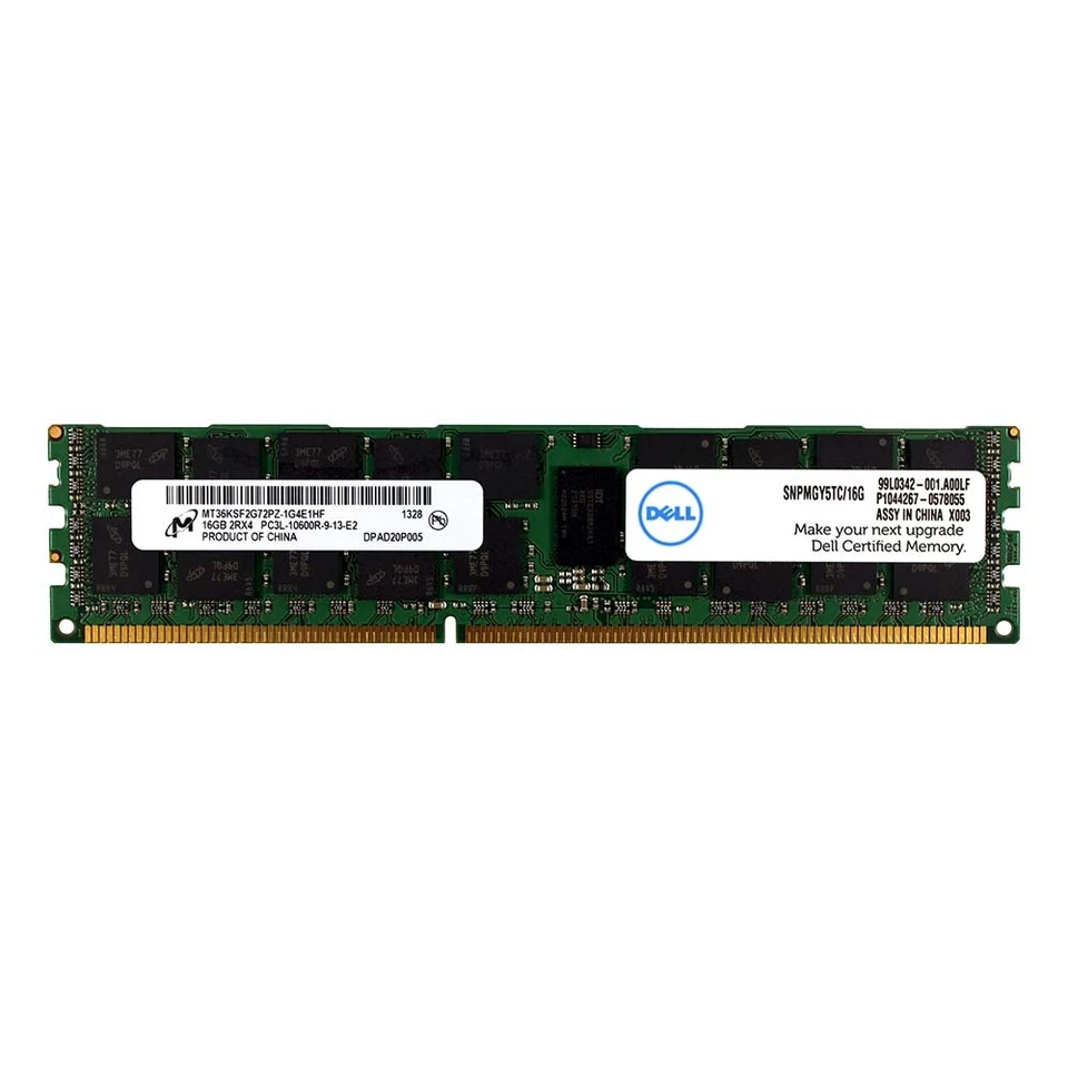 Dell 16GB 2Rx4 PC3L-10600R RDIMM ECC REG DDR3 1333 Registered Server Memory RAM - Image 1 of 1
