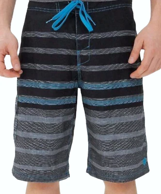 NUEVO BKE SPORT HEBILLA NEGRO AZUL RAYAS TYSON AJUSTE DEPORTIVO BOARDSHORT PANTALONES CORTOS 32 Foto 1 de 4