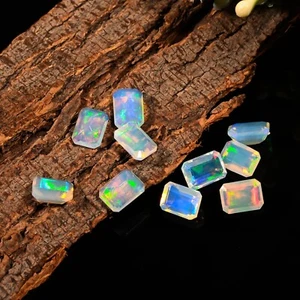 Piedra preciosa calibrada rectangular corte facetado ópalo multi etíope 4x6 mm -8x10 mm - Imagen 1 de 5