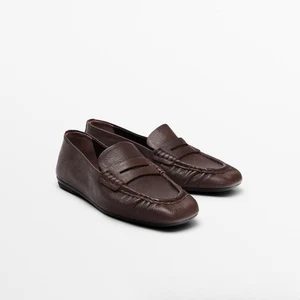 Massimo Dutti Women's Penny Loafers Genuine Leather Slip On Casual Flats - Picture 1 of 12