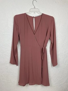 Lush Elly Wrap Dress Womens Size M Summer Light Mauve Chic Classy Stretchy - Picture 1 of 11