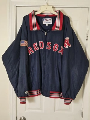 Majestic Auténtico Medias Rojas Dugout Chaqueta Para Hombres 2XL 9/11 Parche Bandera Americana Foto 1 de 4