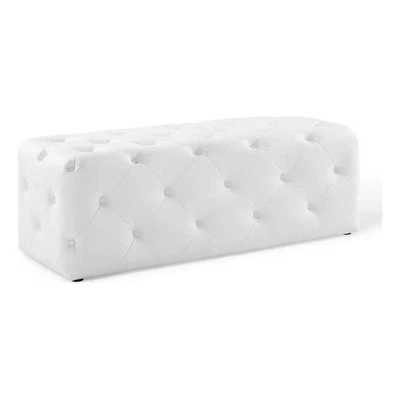 Banco de imitación de cuero Modway Amour 48" con botones acolchados en blanco Foto 1 de 4