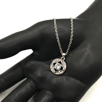 Brighton Necklace Crystal Pendant Silver Plate  Link Chain 19" or Less Adjustabl - Image 1 of 4