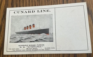 Gedruckte Karte - R M S Lusitania - mit Statistik. - Bild 1 von 5