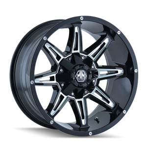 18x9 Mayhem Rampage Black W/Milled Spokes Wheel 6x135/6x5.5 (-12mm) - Picture 1 of 5