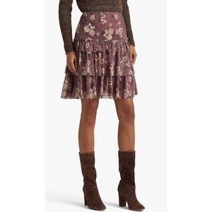 Lauren Ralph Lauren Damen lila Florissa Blumen Stufen Minirock Größe 16W Neu mit Etikett - Bild 1 von 12