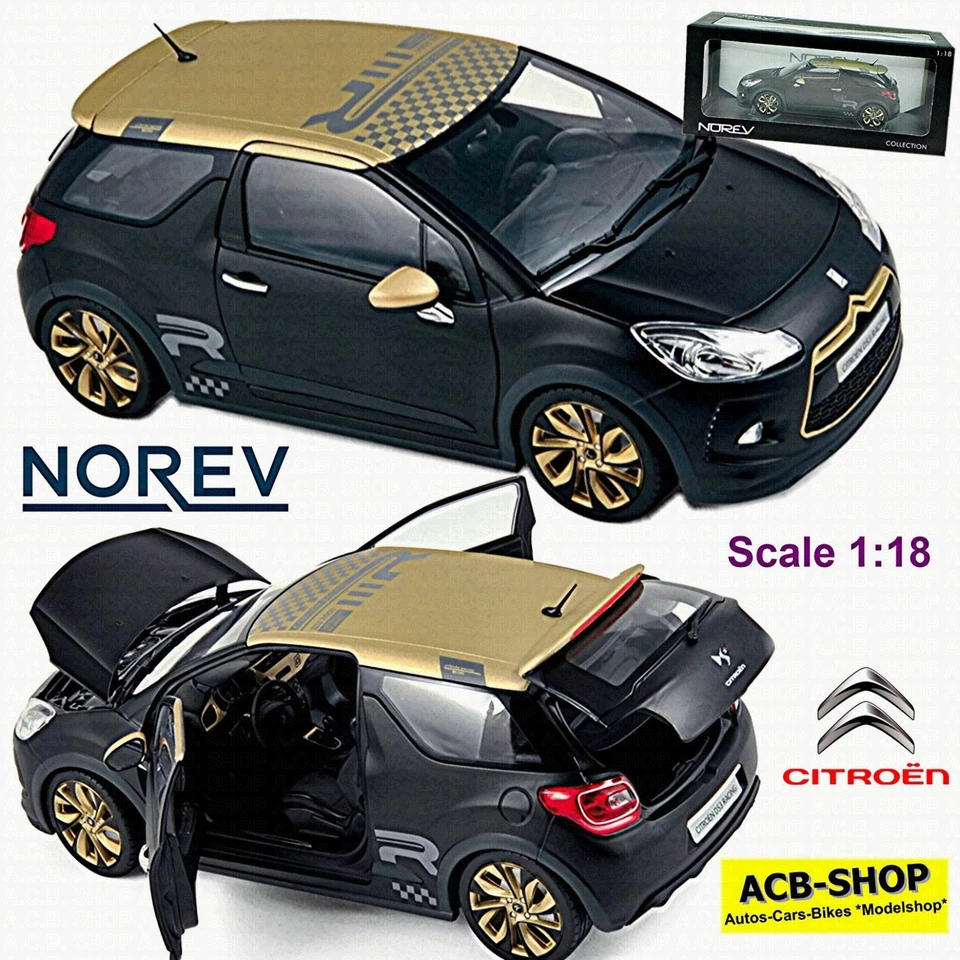 Norev CITROEN Ds3 Gara 2012 opaco Nero e Oro Top 1/18