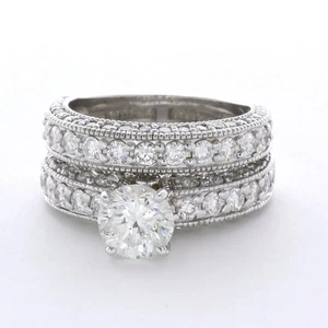 Verlobungsring Set 14K Gold Vintage 6,74 Karat runder Lab-Grown Diamant G VS2 - Bild 1 von 15