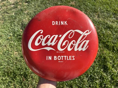 Letrero Botón Metal Pintado Coca Cola Bebida Original 12" Foto 1 de 4