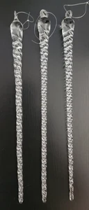 3 Vintage Silvestri Spun Glass Icicle Ornaments - Large 9" Length - Picture 1 of 4