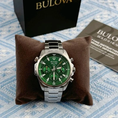 New Bulova Marine Star Chronograph Men's Watch Green Dial 43mm/96B396 - Image 1 of 4