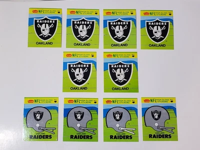 Lot (10) 1981 Fleer Teams In Action Football Oakland Raiders Team Sticker Cards - Image 1 of 4