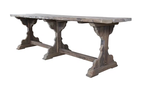 Rustic Old World Antique Reclaimed European Pine Tavern Refectory Dining Table Cover