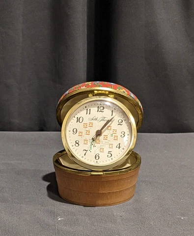 Vintage Seth Thomas Sewing Pincushion Folding Travel Alarm Clock Cover