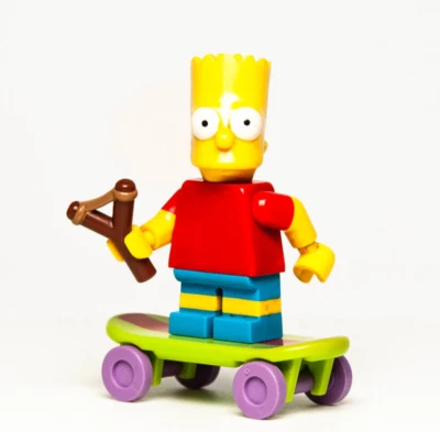 LEGO The Simpsons Minifigure- Bart w/ Skateboard & Slingshot (sim026) 71016 Kwik - Image 1 of 4